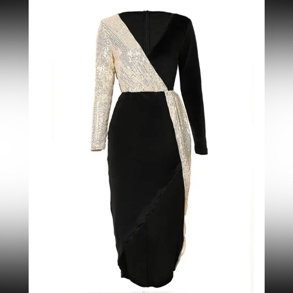 Soana Boutique Contrast Sequin Midi Dress - Picture 3 of 6